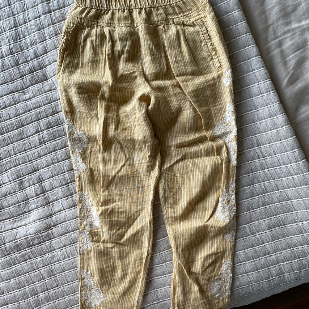 Anthropologie Mustard Striped Pants